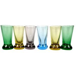 MCM Multicolor Weighted Shot Glasses 3" Tall-Set of 6-Excellent Condition!